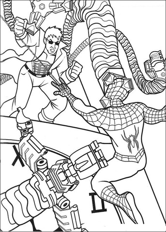 Spider Man Shoots The String Coloring Page